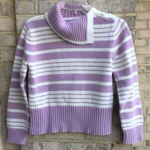 Standing Collar Para Light purle-White Sweater Top